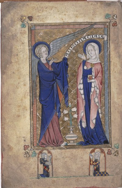 Ms 242 Folio 2v, Annonciation à la Vierge, des Heures Grey-Fitzpayne - English School