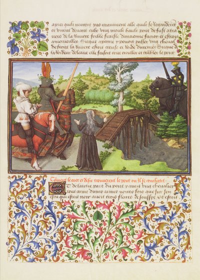 Ms. 2597 Cœur, Désir et Mélancolie au pont La Marche Dangereuse, gardé par le chevalier Soulcy, édition fac-similé du Livre du Cœur d