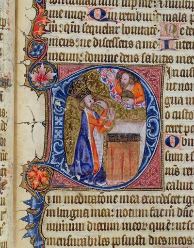 Ms 26 f.22r. Psaume 38, David pointant sa bouche, du Psautier de l