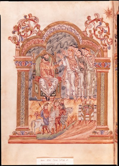 Les Mages visitant le roi Hérode, du Missel de Robert de Jumièges, c.1016 - English School