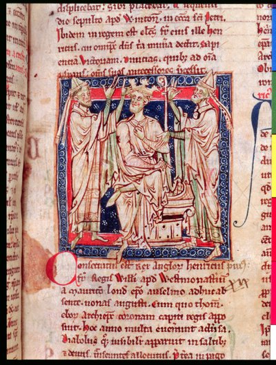 Ms 6712 (A.6.89) fol.129r Henri Ier (1068-1135), miniature de Flores Historiarum, par Matthew Paris, 1250-52 - English School