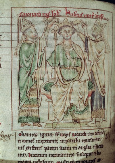 Ms 6712 (A.6.89) fol.144v Roi Jean (1167-1216), miniature de Flores Historiarum, par Matthew Paris, 1250-52 - English School