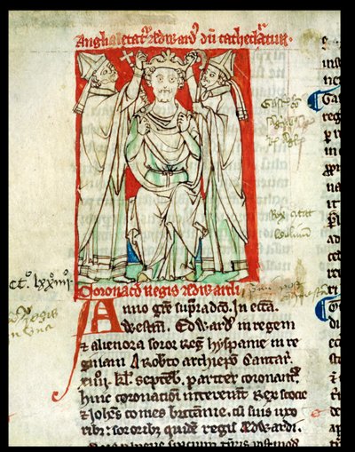 Ms 6712 (A.6.89) fol.247v Édouard Ier (1239-1307), miniature de Flores Historiarum, par Matthew Paris, 1250-52 - English School