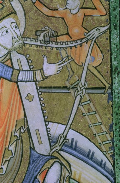 Ms Hunter 229 f.21v David accordant sa harpe, du Psautier Hunterian, c.1170 - English School