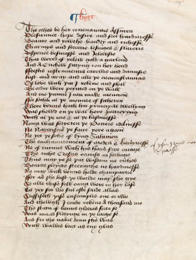 Ms. New Coll 314, f19r, Les Contes de Canterbury par Geoffrey Chaucer - English School
