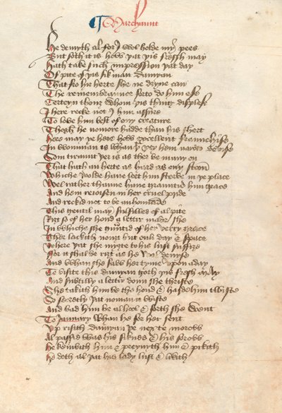 Ms. New Coll 314, f90v, Les Contes de Canterbury par Geoffrey Chaucer - English School