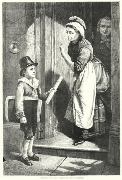 Mulready, Quand un Jeune Homme repoussé par la Gouvernante de Bank - English School