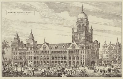 Bâtiments municipaux, Bombay (gravure) - English School