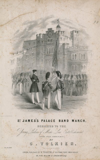 Partition musicale pour la marche de la fanfare du palais St James - English School