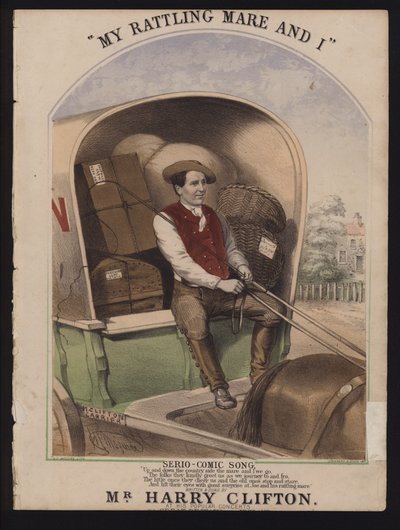 Ma jument bruyante et moi, chanson série-comique par Harry Clifton, couverture de musique victorienne - English School