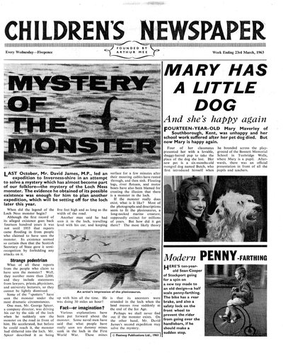 Mystère du monstre, première page de 