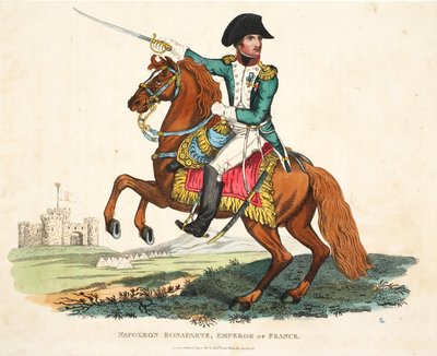 Napoléon Bonaparte, Empereur de France, gravé par Romney, publié par Richard Evans, illustration de An Historical Account of the Battle of Waterloo par William Mudford, 1816 - English School