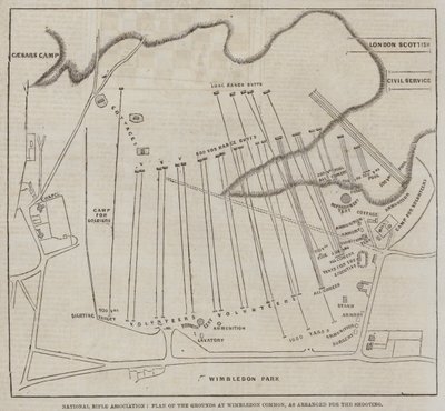 National Rifle Association, plan des terrains à Wimbledon Common, tel qu