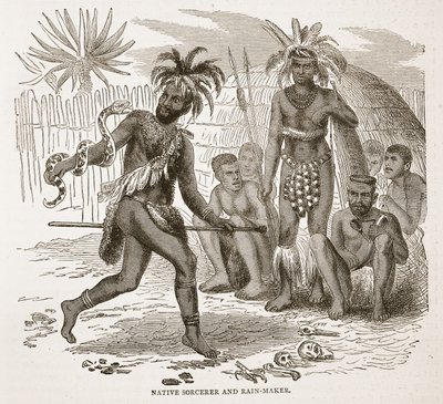 Sorcier et faiseur de pluie indigène, illustration de l
