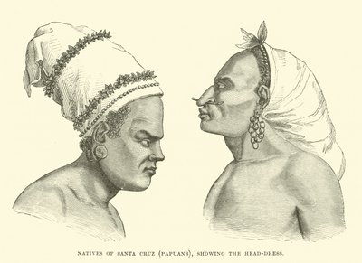 Autochtones de Santa Cruz, Papous, montrant la coiffure - English School