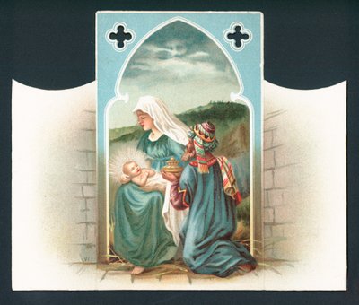 Scène de la Nativité, Carte de Noël - English School