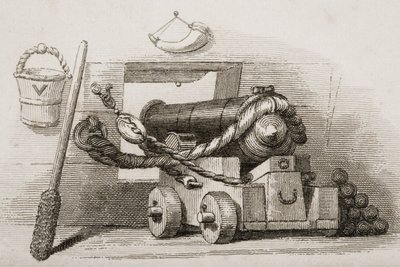 Canon naval, illustration de Englands Battles by Sea and Land par le lieutenant-colonel Williams - English School