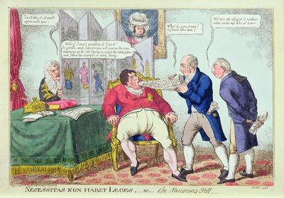 Necessitas Non Habet Leges, ou la Pilule Nauséabonde, 1823 (gravure coloriée à la main) - English School