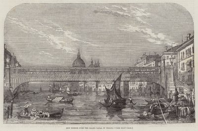 Nouveau pont sur le Grand Canal à Venise (gravure) - English School