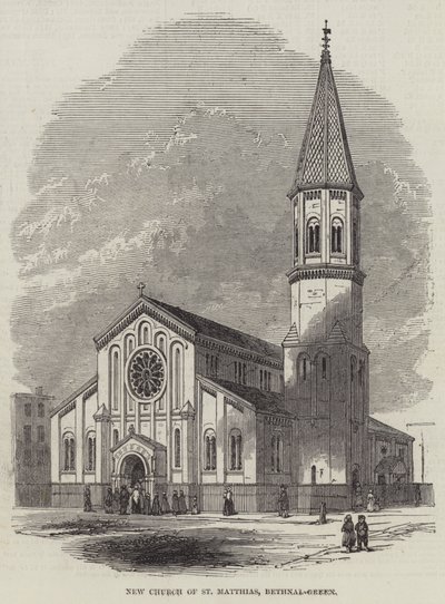 Nouvelle église de Saint Matthias, Bethnal-Green (gravure) - English School