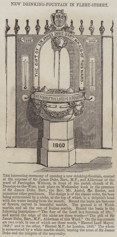 Nouvelle fontaine à boire dans Fleet-Street - English School