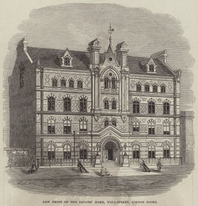 Nouvelle façade de la Maison des marins, Well-Street, London Docks (gravure) - English School