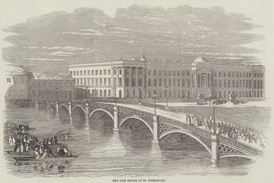 Le nouveau pont en fer à Saint-Pétersbourg (gravure) - English School