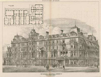 Nouvelles demeures, Chesterfield Gardens, Londres W, John Thomas Wimperis, architecte - English School
