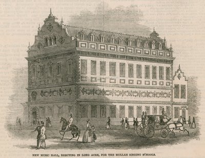 Nouveau Music Hall, en construction à Long Acre, pour les écoles de chant Hullah - English School