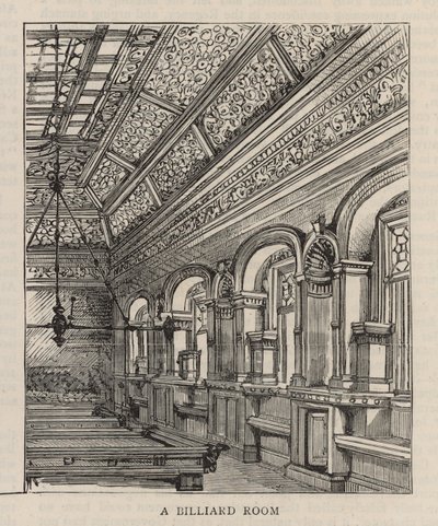 Nouveau bâtiment du Constitutional Club à Northumberland Avenue : Une salle de billard - English School
