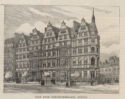 Nouveau bâtiment du Constitutional Club à Northumberland Avenue : Vue depuis Northumberland Avenue - English School