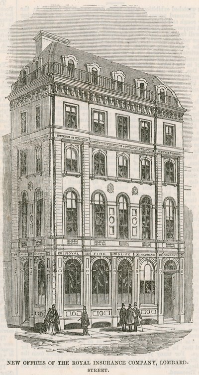 Nouveaux bureaux de la Royal Insurance Company, Lombard Street, Londres - English School