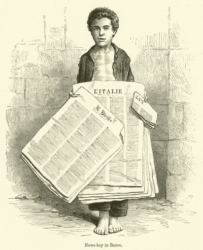 Garçon de presse à Rome (gravure) - English School