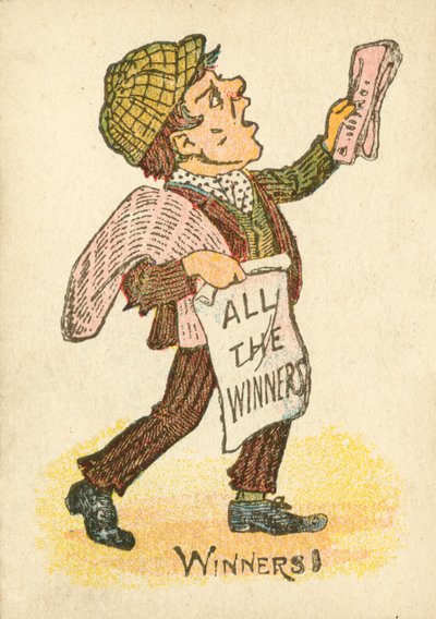 Vendeur de journaux criant les éditions du soir (lithographie en couleur) - English School