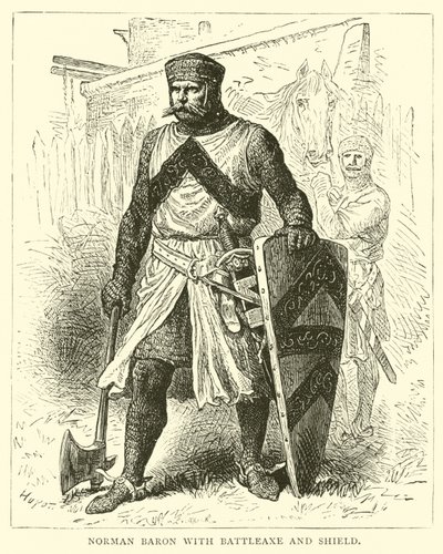 Baron normand avec hache de combat et bouclier - English School