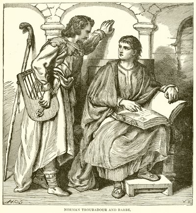 Troubadour normand et barge - English School