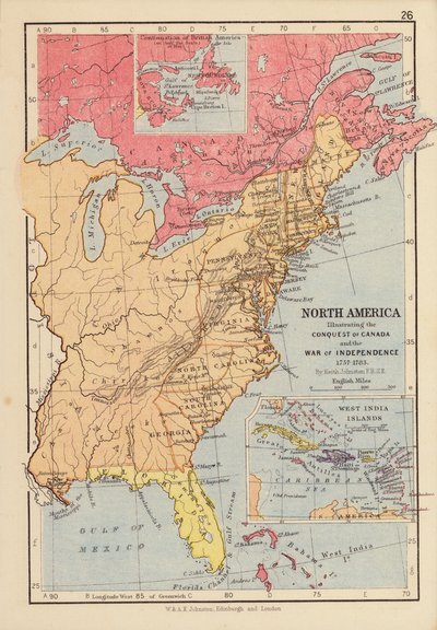 Amérique du Nord, illustrant la conquête du Canada et la guerre d