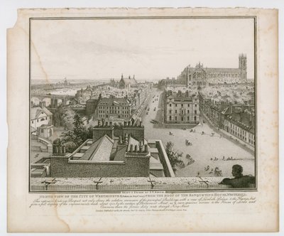 Vue du nord de la ville de Westminster depuis le toit de la Banqueting House, Whitehall - English School