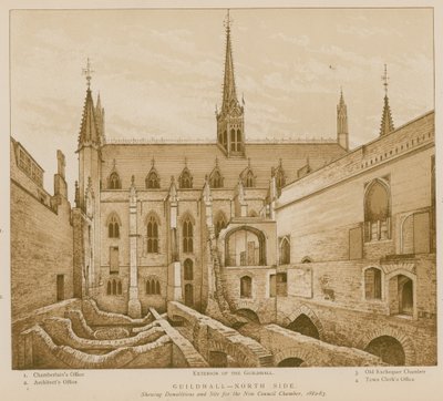 Côté nord du Guildhall, Londres - English School