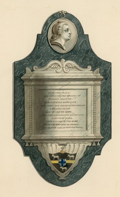 Cimetière de Norwood; tombe de Francis Ascough de Southhall, Middlesex, décédé en 1788 - English School