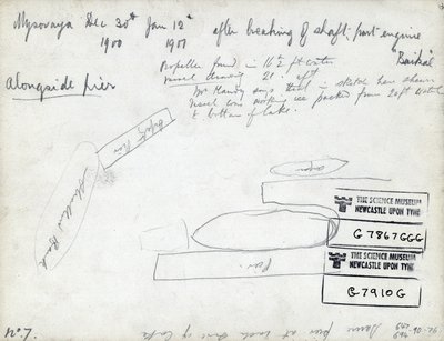 Notes sur le ferry brise-glace SS Baikal (crayon et encre sur papier) - English School
