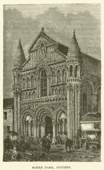 Notre Dame, Poitiers (engraving) - English School