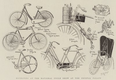 Nouveautés au Salon national du cycle au Crystal Palace (gravure) - English School