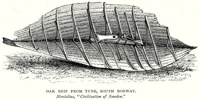 Bateau en chêne de Tune, sud de la Norvège (gravure) - English School