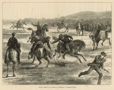Officiers jouant au polo (hockey à cheval) sur Woolwich Common - English School