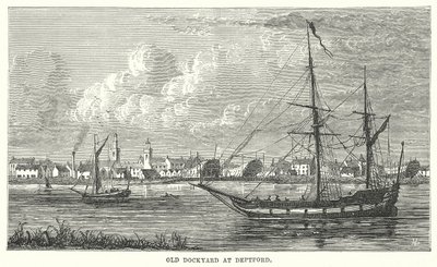 Vieux chantier naval de Deptford (gravure) - English School