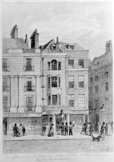 Ancienne entrée de la taverne Crown and Anchor, 1851 - English School