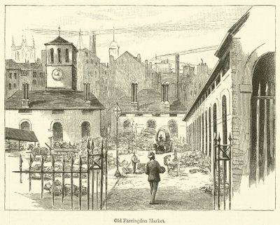 Old Farringdon Market (gravure) - English School
