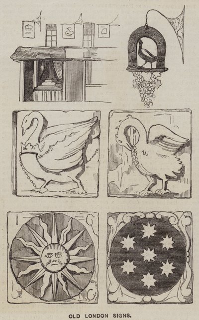 Anciennes enseignes de Londres (gravure) - English School
