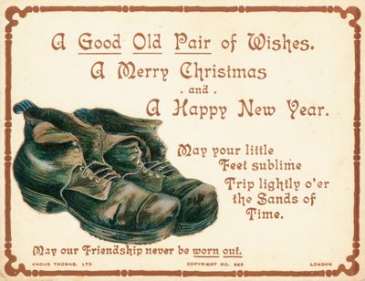Vieille paire de bottes, carte de Noël - English School